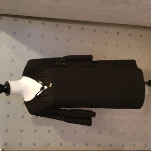 Michael Kors Dress, Size S, Black Shift Bell Sleeve with Gold studs